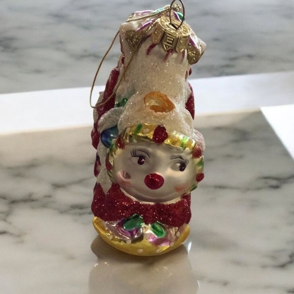 Glass train, ornament, red white and green, cute face take them home and… - Picture 3 of 10